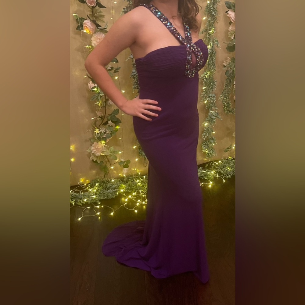 052 Sherri Hill Deep Purple Prom Dress